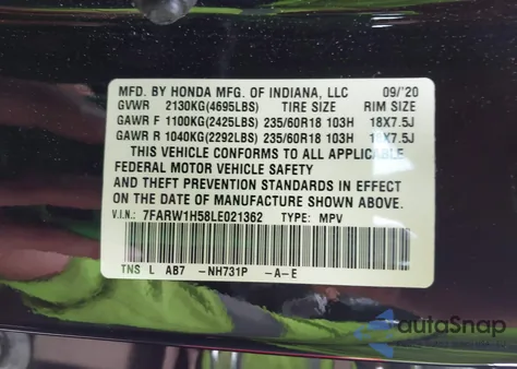 2020 Honda Cr-V 2Wd Ex z USA, uszkodzony, nr VIN 7FARW1H58LE021362
